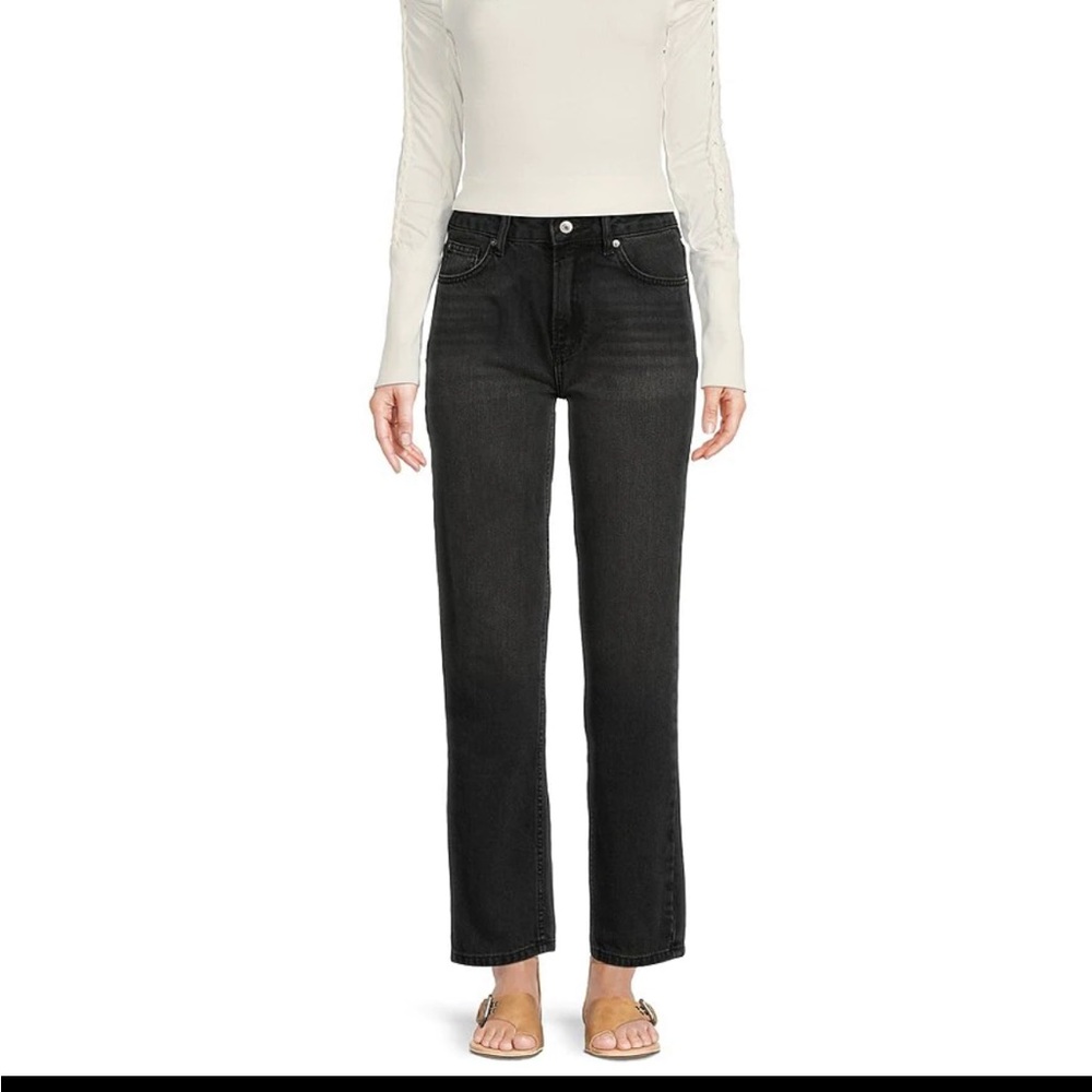 Free people black straight leg jeans